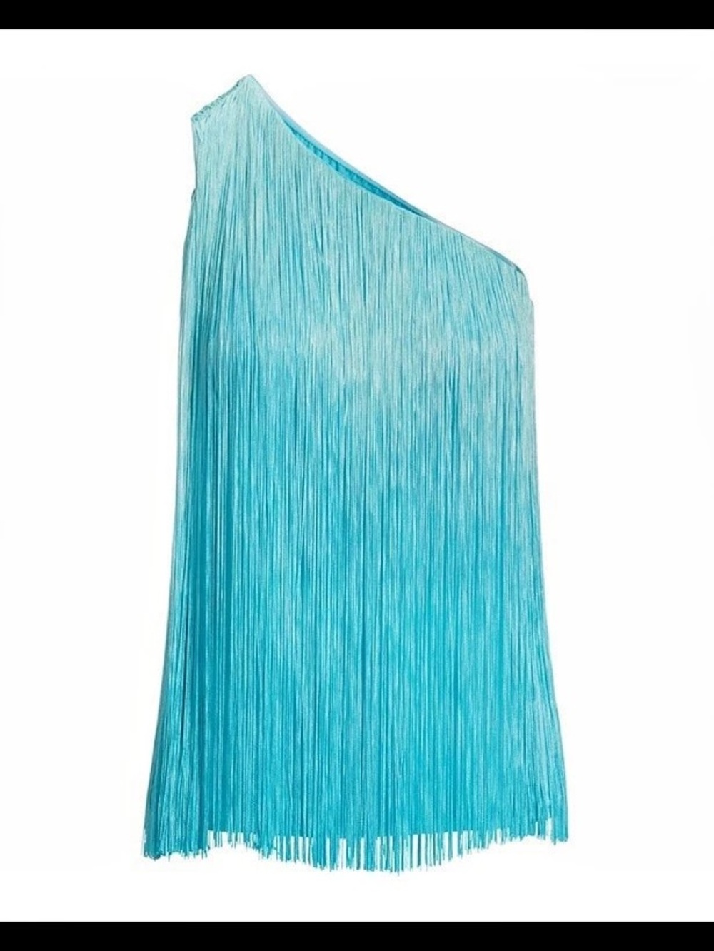 Boston Proper one shoulder fringe top in turquoise Blue